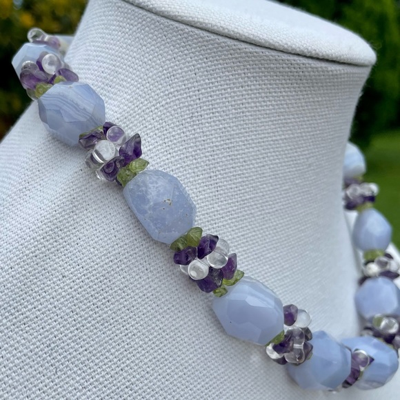 Ross Simons Blue/Purple Agate Quartz Necklace Choker - Picture 2 of 16